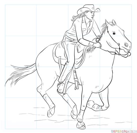 cowgirl drawing easy|horse cowgirl drawing instructions.